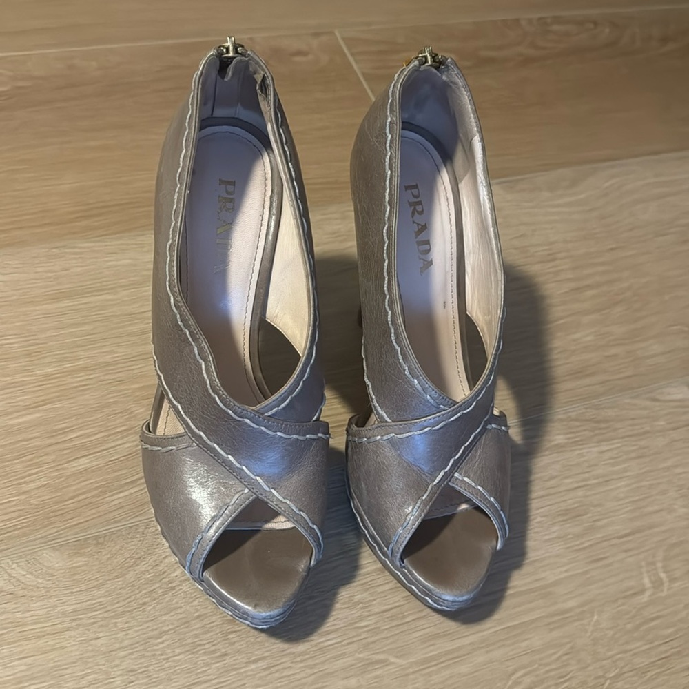 Prada leather platform stilettos